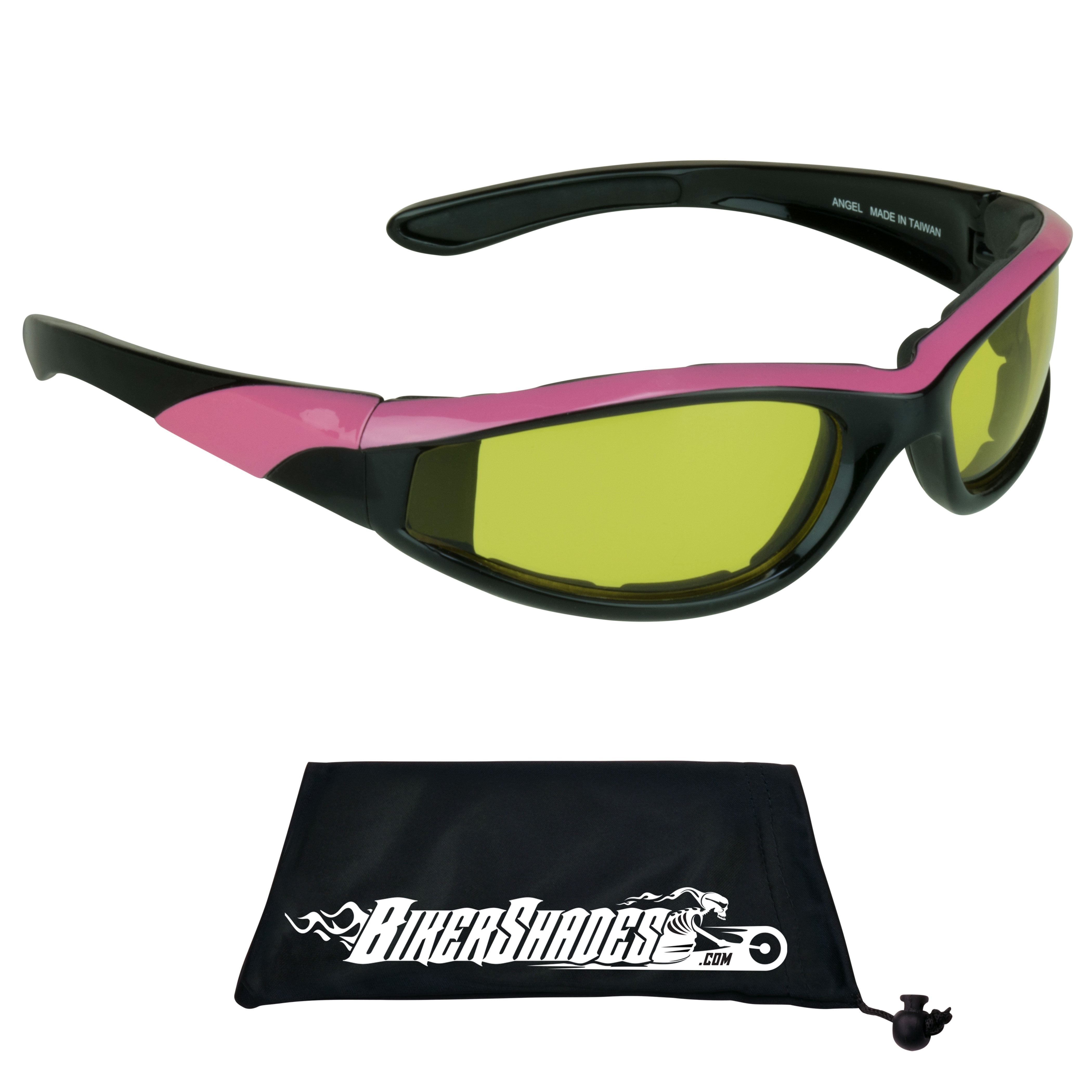 Bikershades Motorcycle Transitional Sunglass Day Night Riding Photochromic Pink Yellow
