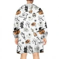 thumbnail image 2 of Wearable Oversized Blanket,Vintage Halloween Pattern Wearable Blanket Hoodie for Adults,Cozy Hooded Blankets with Super Pockets,Super Warm Fuzzy Pullover for Women & Men, 2 of 6