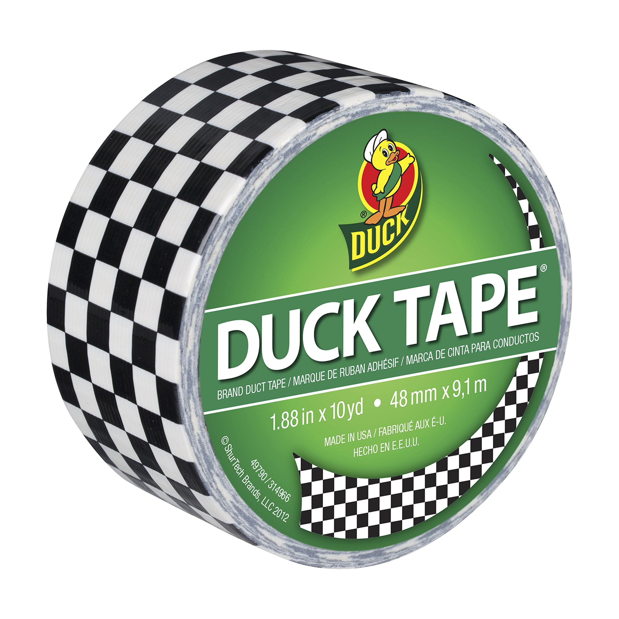 Checker Single Roll Duck Brand 280410 Printed Duct Tape 1.88 Inches x 10 Yards