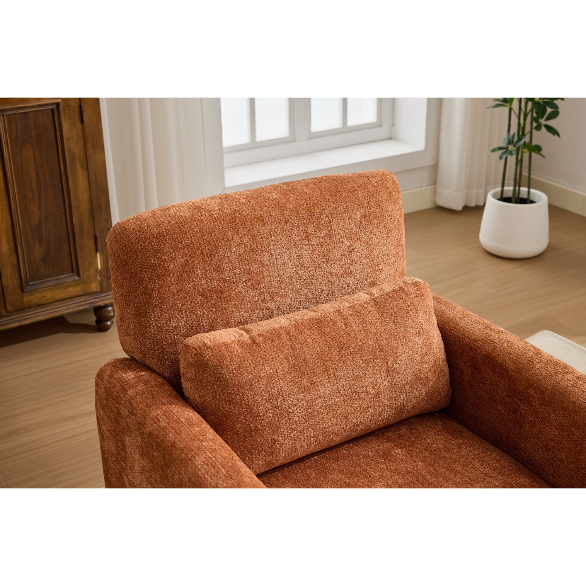 Accent Chair, Armchair, Chenille Chair&nbsp;Modern Upholstered Fabric Accent Armchair with Solid Wood Frame for Living Room, Bedroom, Apartment, Orange