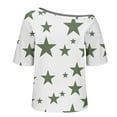 thumbnail image 6 of fatyb Womens One Shoulder Tops Short Sleeve Loose T Shirts Print Summer Casual Blouses for Women, 6 of 6