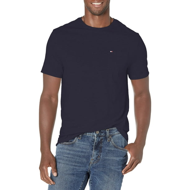 Camiseta Tommy Hilfiger para hombre, talla grande con bolsillo, azul marino TL-XL