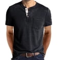 thumbnail image 2 of Men'S Henley Shirts Casual Short Sleeve Button Cotton Tee Fashion Classic Tee T-Shirt With Pocket Mens Casual Short Sleeve Henley Shirts aqua S, 2 of 8