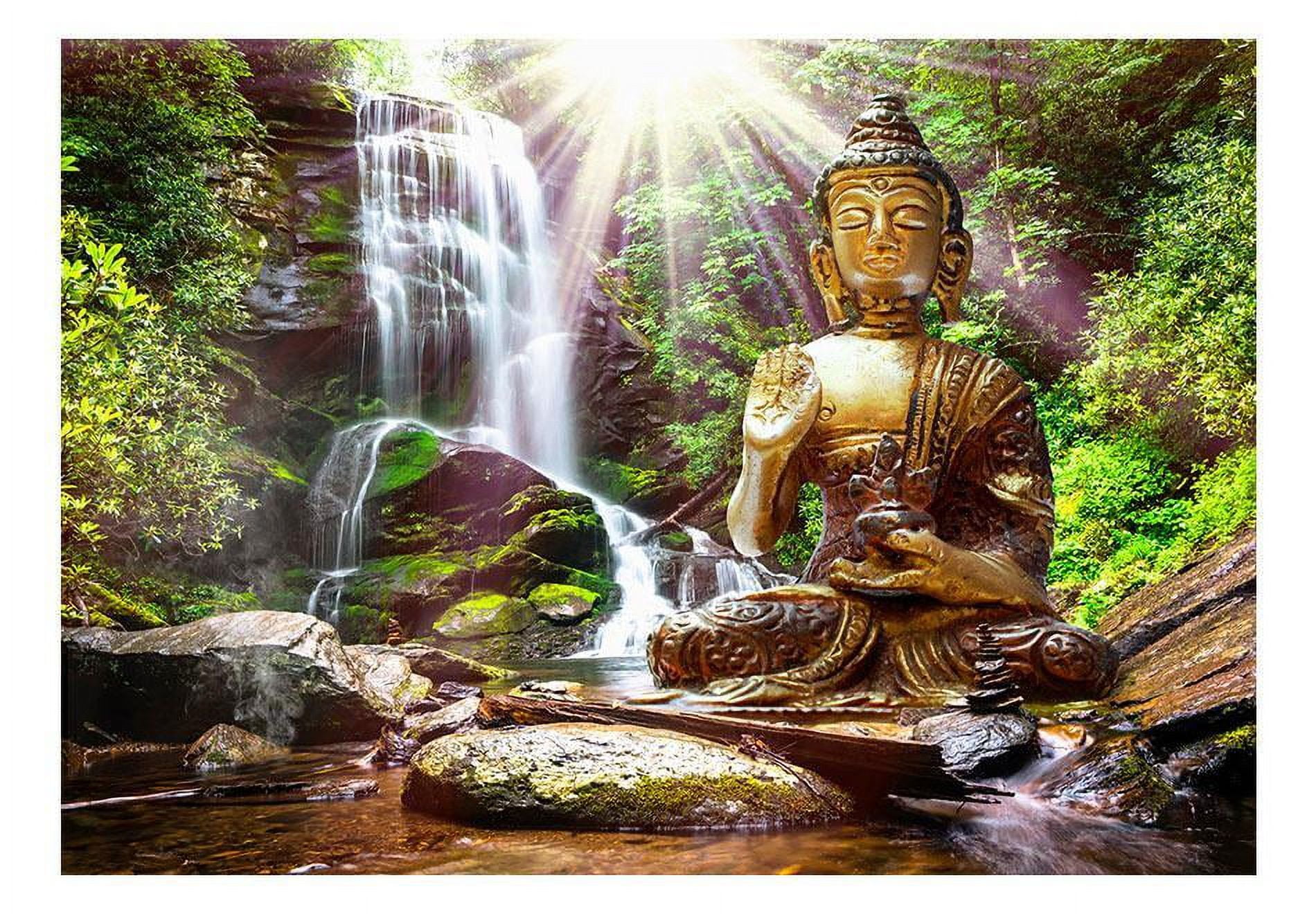 Quadro Buddha and Waterfall (3 Parts) Green