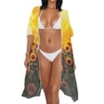 thumbnail image 3 of HELLHERO High Quality Fabrics Bathing Suit Cover Up for Beach Quick Dry Lightweight Red Bird and Sunflower Pattern, 3 of 6