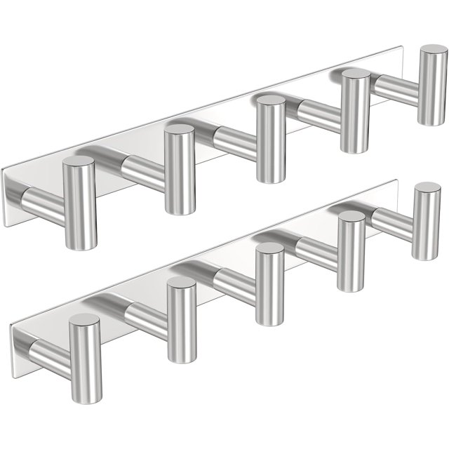 Coat Rack Wall Mount with L Shaped Coat Hooks Wall Hooks Heavy Duty Stainless Steel Towel Hooks Wall Coat Hanger Robe Hooks for Bathroom Kitchen Entryway ( Hooks PC)