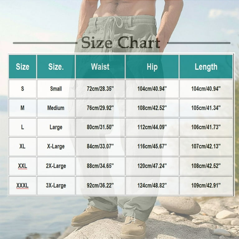 Mlzmgr Cargo Pants for Men Cotton Linen with Multi Pockets Elastic