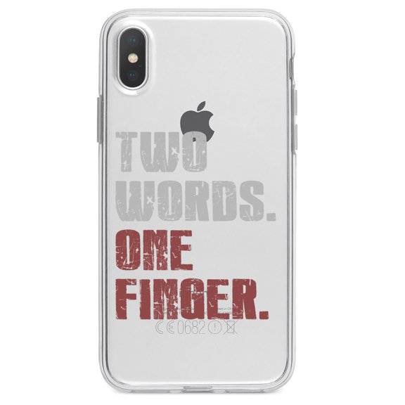 DistinctInk Clear Shockproof Hybrid Case for iPhone X / XS (5.8" Screen) - TPU Bumper Acrylic Back Tempered Glass Screen Protector - Two Words. One Finger.