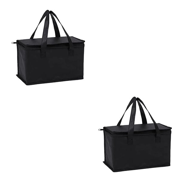 Naiovety Bolsa aislante no tejida, portátil, reutilizable, lavable, cálido, elegante, caja plegable, contenedor de actividades al aire libre Negro Groß 2piezas