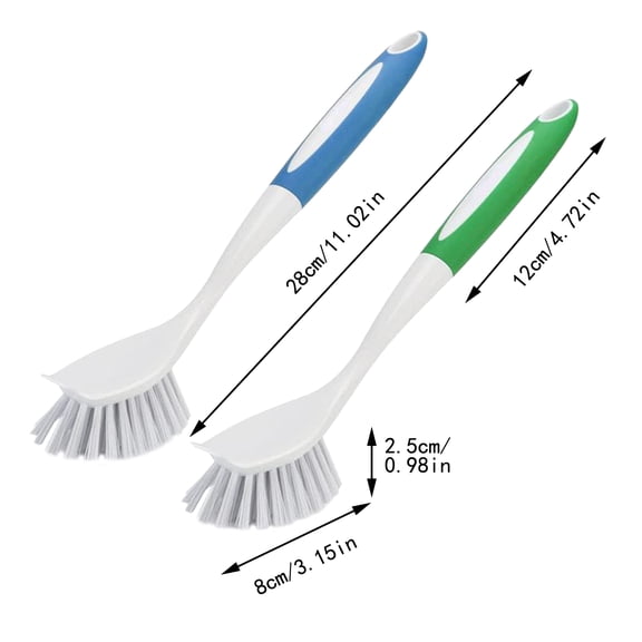 LYCAQL Dish Brush with Handle 2 Pack Kitchen Scrub Brushes for Cleaning, Dish Scrubber with Stiff Bristles for Sink Pots Pans