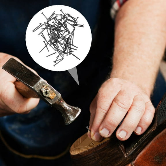 NICEXMAS 104Pack Shoe Nails Round Head Iron for Repair Tool Shoes Makers Replacement Heel Tips