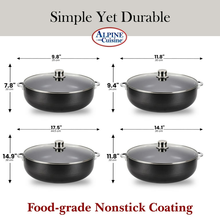 Alpine Cuisine 8 Piece Set Aluminum Non-Stick Caldero Stock Pot