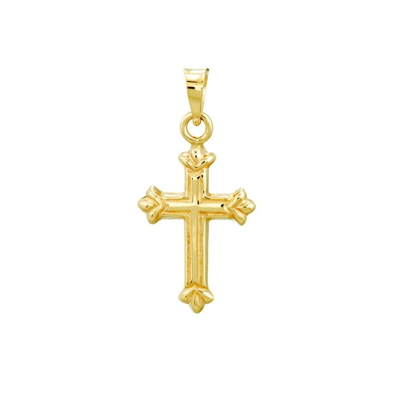 14k Yellow Gold 3d High Polish Fleury Religious Faith Cross Pendant Necklace Pendant for Women
