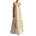 thumbnail image 1 of Femmes Robe Décontractée Robes à Rayures pour Femmes Femmes Licol Cou Trois Fleurs Franges Mode Décontractée Robe Adulte Vêtements Féminins Beige Taille L, 1 of 4