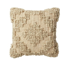 Mainstays Decorative Throw Pillow Tip Dyed Fur Cream 17