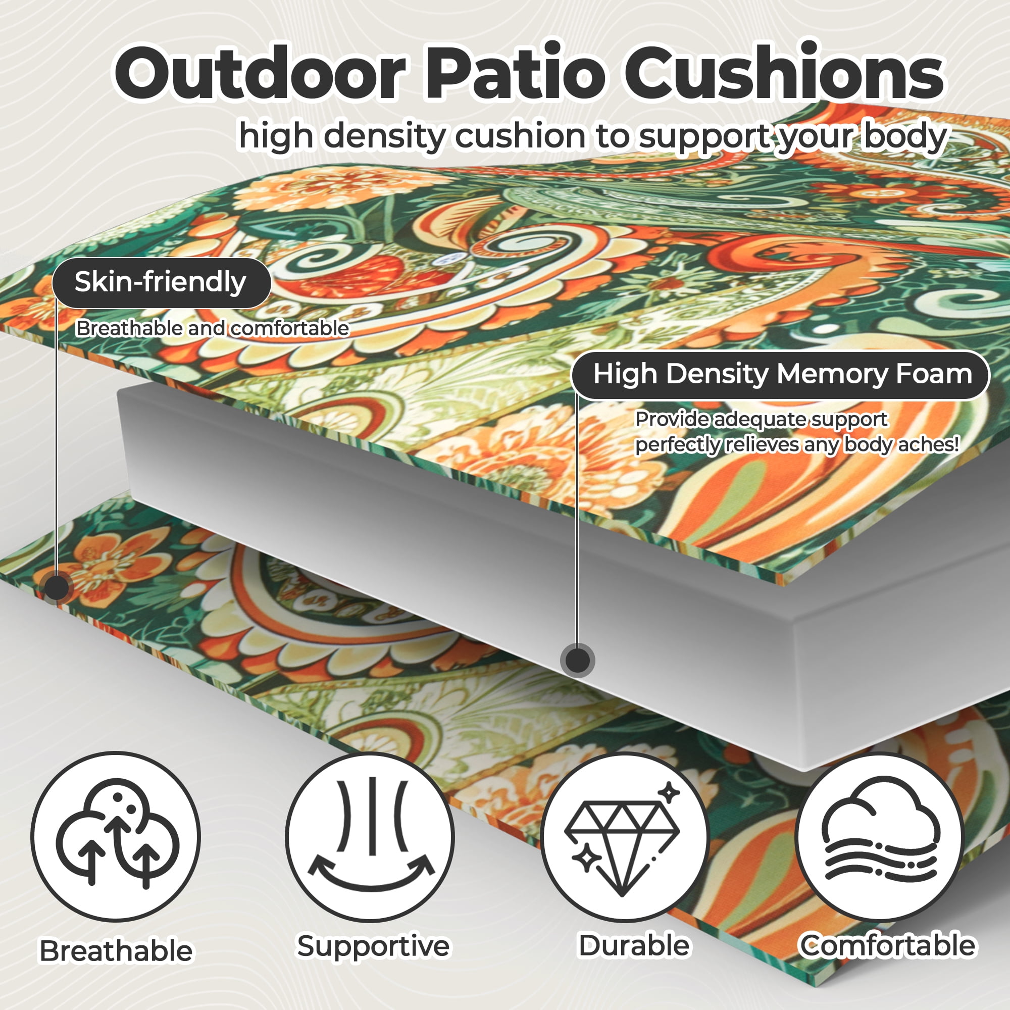 UNIKOME Outdoor Chair Cushions, PF
