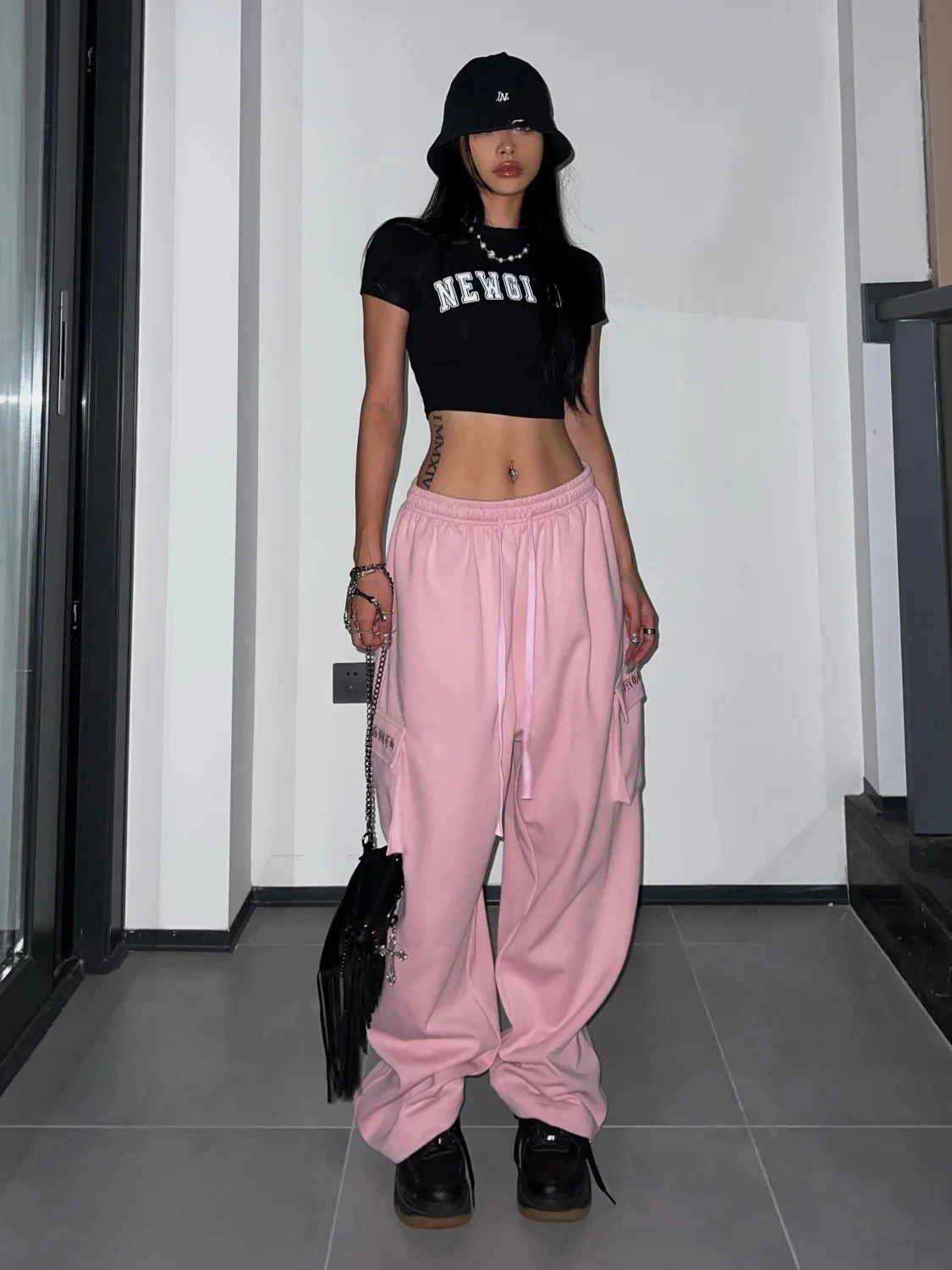 ★Wai Kei★ star trek pants pink YKBE01PT07-2 Pink Y2K Star Girl Baggy Shaggy Jeans | Kawaii Babe