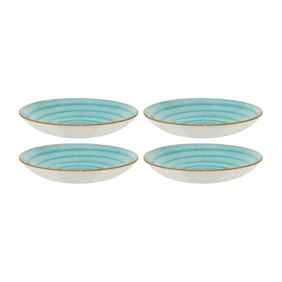 Aqua dia.9" h:2" 34 oz. Round Blue Vitrified Bowl (Set of 4)