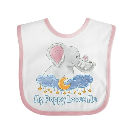 

Inktastic My Poppy Loves Me Cute Elephants Clouds Moon and Stars Gift Baby Boy or Baby Girl Bib