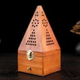 thumbnail image 6 of FashionCha Cone Incense Holder Wood Incense Burner Box Pyramid Wooden Censer for Meditation High Yellow Wood, 6 of 9