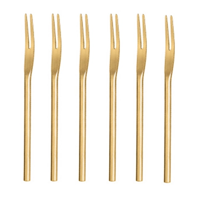 Tenedores de postre de frutas de acero inoxidable de 5,12 pulgadas, tenedores de cóctel, tenedores de aperitivo de acero inoxidable, paquete de 6