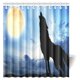 thumbnail image 1 of Cortina de ducha ABPHQTO Lobo negro silueta aullando luna llena 160x180 cm, 1 of 3
