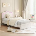 thumbnail image 2 of Twin Upholstered Bed Frame with Adjustable Headboard & Smart LED, Velvet Princess Platform Bed Frame, Wooden Slats Support, No Box Spring Needed, Easy Assembly, 2 of 7