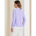 thumbnail image 3 of DARING DIVA Women's Tops Stand Collar Long Sleeve Business Shirt M Purple, 3 of 6