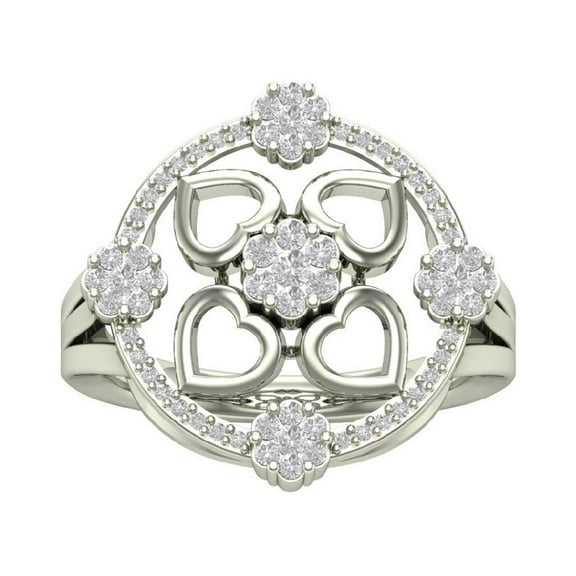 Araiya Sterling Silver Cluster Diamond Heart Band Ring (1/2 cttw, I-J Color, I2-I3 Clarity), Size 7