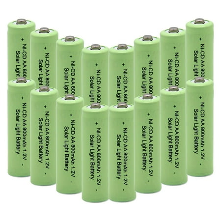 QBLPOWER 16-Pack 800mAh AA Rechargeable Batteries NiCd 1.2v Garden Solar Ni-Mh Light LED