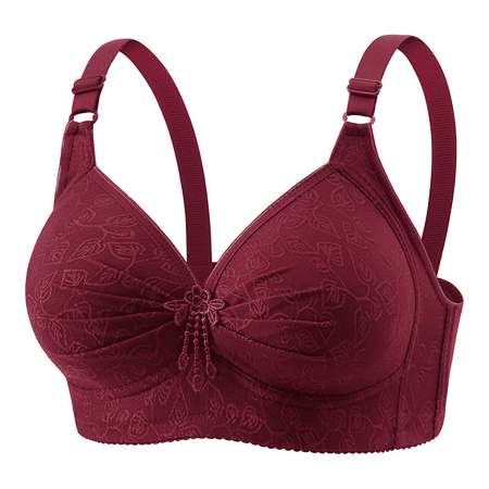 Fulorrnie Bras for Women Plus Size No Underwire Supportive Comfort Front Closure Plunge T Shirt Soft Cup Bra Wine 50