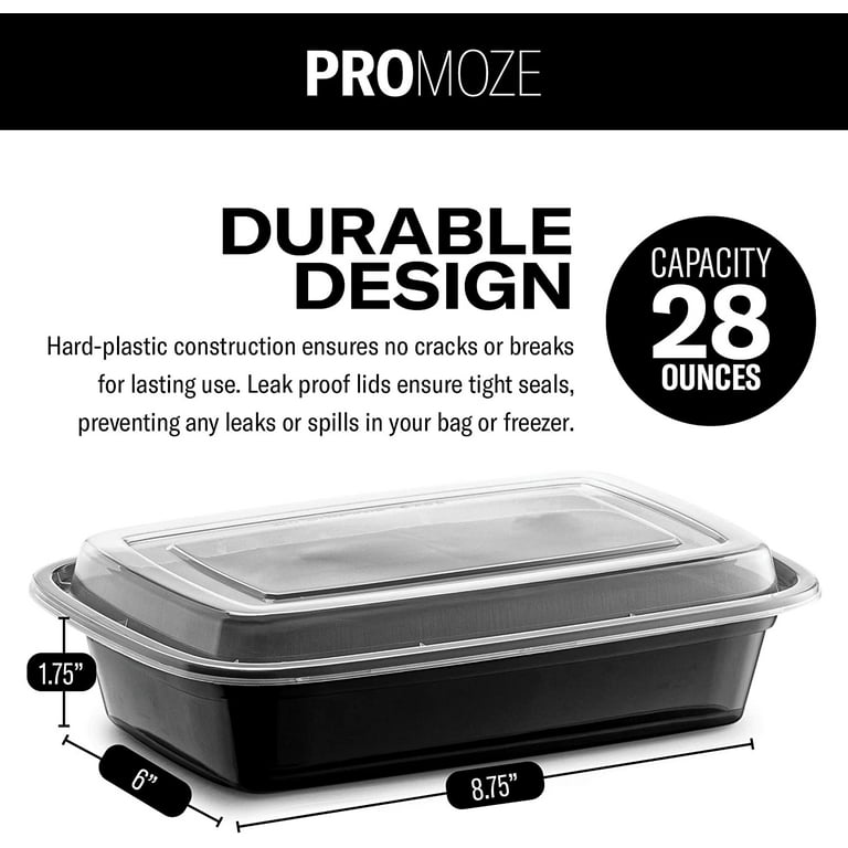 28oz Black Microwavable Food Storage Rectangular Container with Lids –  EcoQuality Store