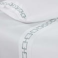 thumbnail image 6 of BNM Chain Links Embroidered Cotton Bed Sheet Set, King, White/Silver, 6 of 8