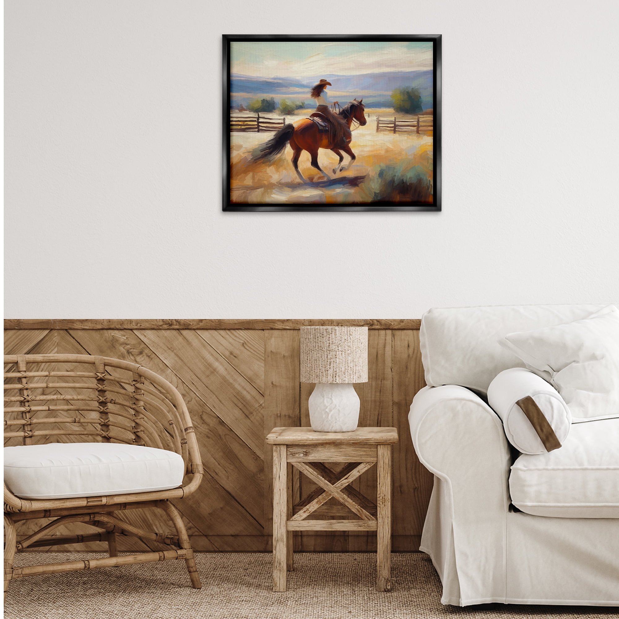 Stupell Industries Ride Like The Wind Landscape Painting Black Floater Framed Canvas Art Print Wall Art, 31 x 25
