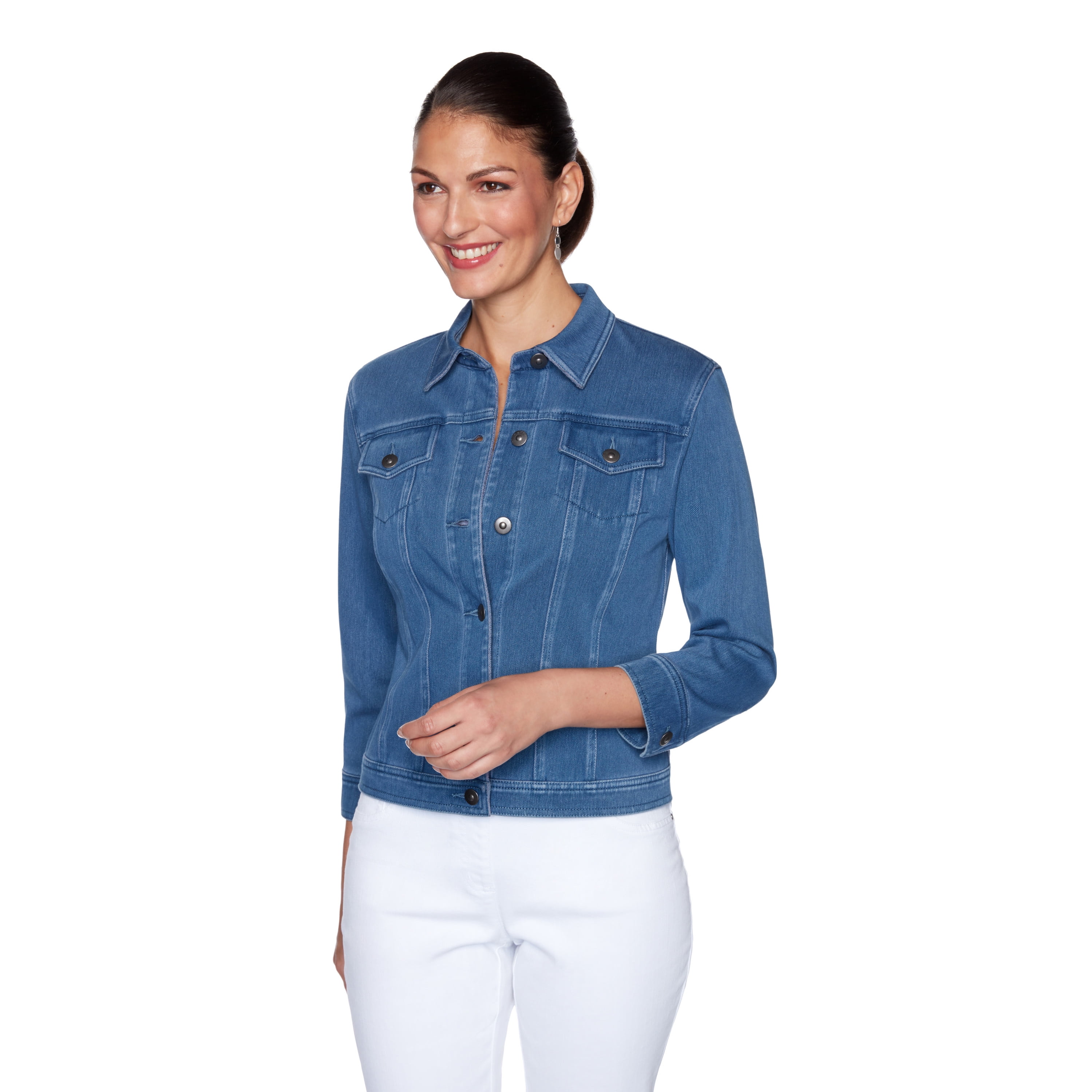Women's Button-Front Knitted Twill Jacket Ruby Rd Women's Button-Front Knitted Twill Jacket Ruby Rd