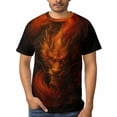thumbnail image 3 of LAOLIUSN Men’s Dragon T Shirt 3D All Over Print Graphic Tee, Dark Fantasy Fire Dragon Face with Glowing Eyes, Short Sleeve Crewneck Streetwear Shirt S-4XL, 3 of 7