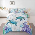 thumbnail image 2 of Erosebridal Cute Sea Turtle Bedding Queen Comforter Set, Lodge Cabin Down Comforter, Ocean Animal Decor, Reversible, 2 of 7