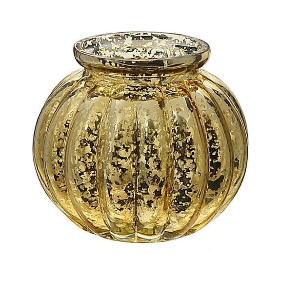 Maison Concepts Mercury Sphere Ribbed Tealight Holder Gold - Set of 2 (4L X 4W X 4H)