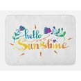 thumbnail image 1 of Hello Sunshine Bath Mat, Cursive Text Design with Bloom Motifs and Heart Doodle Spring Illustration, Plush Bathroom Decor Mat with Non Slip Backing, 29.5" X 17.5", Multicolor, by Ambesonne, 1 of 2