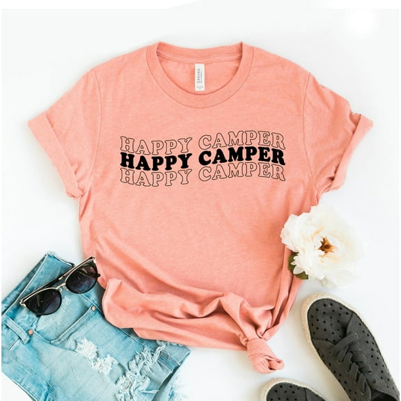 Happy Camper T-shirt Shirt Adventure Gift Camping Wanderlust Life Tee Rv Women's Top For Women Hiking Nature Lover Cute Camp