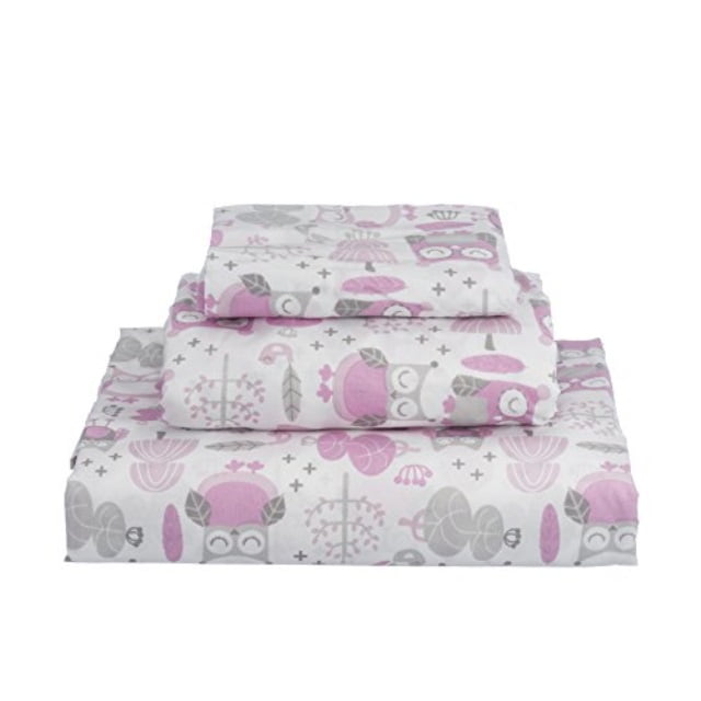 levtex daniella owl twin sheet set pink, grey - Walmart ...