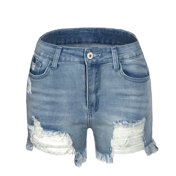 asdoklhq Plus Size Pants for Women,elastic hole tassel high waist denim shorts