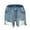Blue, variant on Aayomet Shorts For Women Casual Summer Women's Denim Shorts Summer Mid Waist Ripped Raw Cut Hem Distressed Stretchy Jean Shorts Blue,M