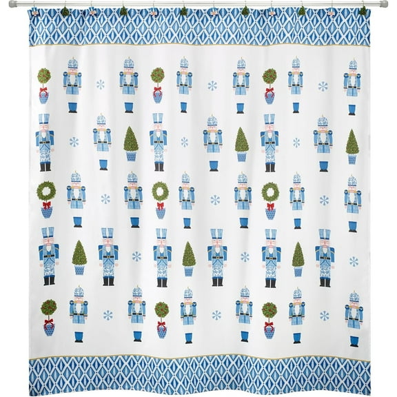 Shower Curtain, Holiday Fabric Shower Essentials, Christmas Decorations (Nutcracker Trellis Collection, 72")