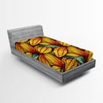 thumbnail image 2 of Ambesonne Botanical Fitted Sheet, Autumn Leaves Repeated, Twin Size, Mustard and Vermilion, 2 of 5