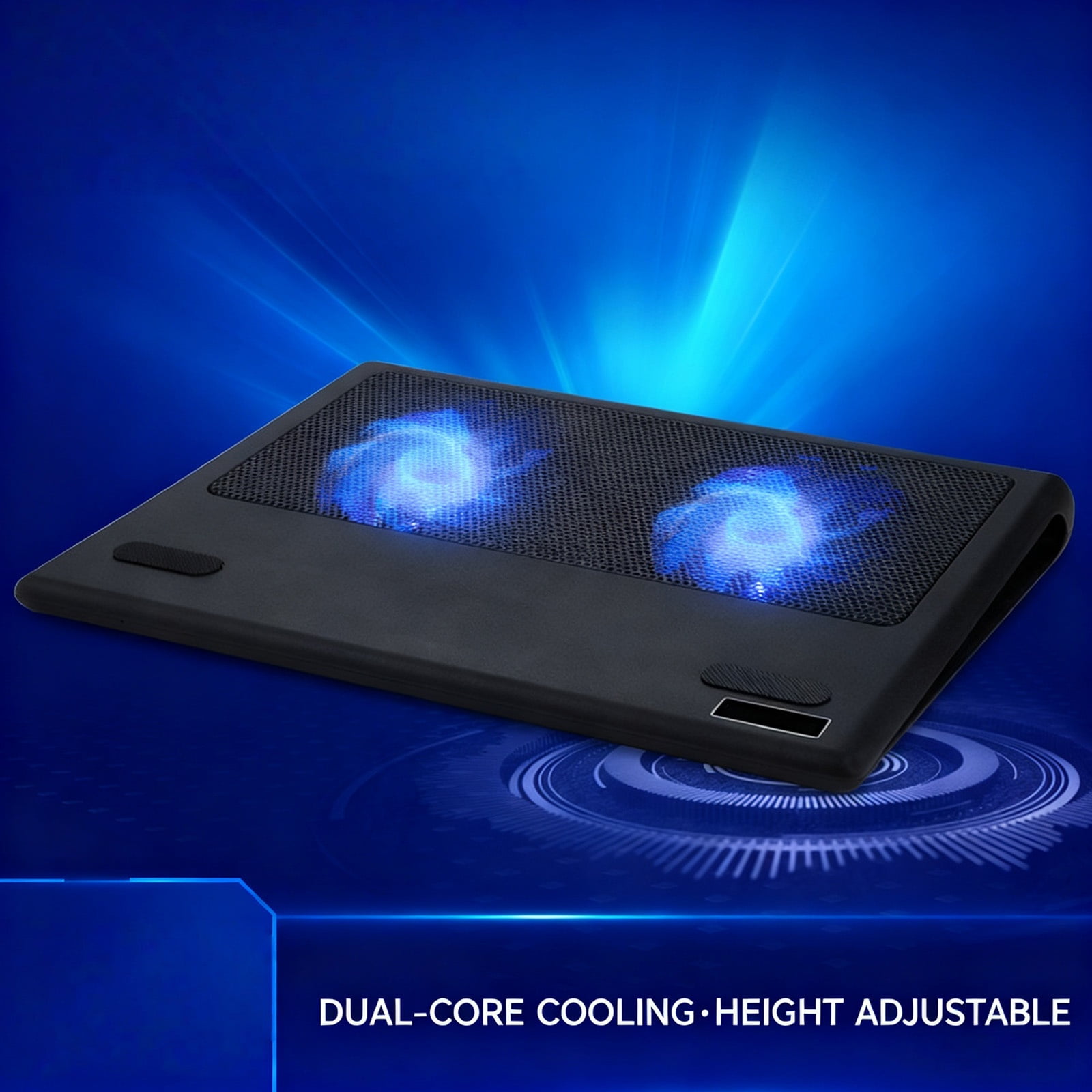 Ergonomic Cooling Stand for 12-16inch Notebooks: Fan, AntiSlip Base, Height Adjustable, USB Ports