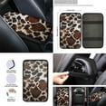 thumbnail image 4 of Renewold Brown Beige Cow Print 12 Pieces Car Seat Cover with Steering Wheel Cover, Seat Belt Strap Wrap Cover Armrest Pad Handbrake Cover Gear Shift Cover+Truck Vans Sedans Cup Holder Coasters, 4 of 7