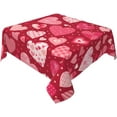 thumbnail image 2 of Valenitine''s Day Tablecloth Square 60 Inch Red Pink Hearts Table Cloth Love Table Cloths Waterproof Wrinkle Resistant Polyester Table Cover for Home/Kitchen/Dining Room/Party/Picnic, 2 of 6