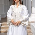 thumbnail image 4 of Qiopertar Robe Musulmane Imprimée à Manches Longues Col en V Robe Formelle et Robe à la Cheville en Solde à Moins de 5$ en Solde, 4 of 9