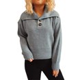 thumbnail image 1 of Sudadera con estampado de Navidad Gibobby Suéter de punto superior color Sólido con solapa simple Gris L, 1 of 5